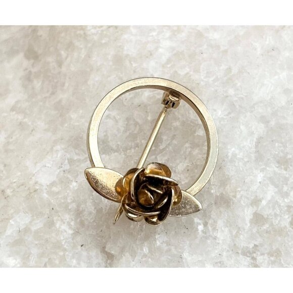 Jewelry - Tiny Gold Toned Rose Shaped Round Vintage Cute Jewelry Brooch | Lapel Pin
